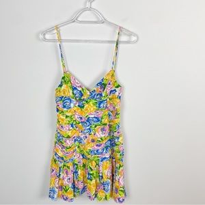 ZARA Floral Draped Printed Mini Dress Size Medium